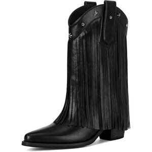 Cowboy Boots for Women Mid Calf Cowgirl Boots with Star Studded Music Festivals